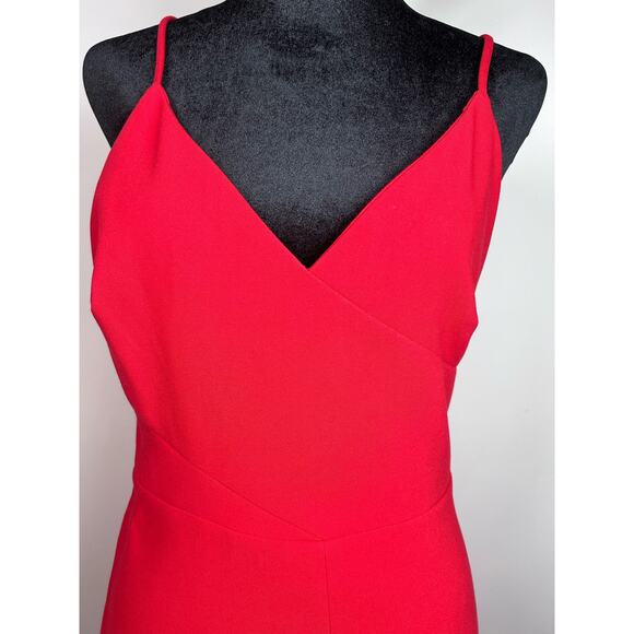 Likely Brooklyn Dress Size 6 Red Knit Spaghetti Strap Front Slit V-Neck NWT - Picture 4 of 5